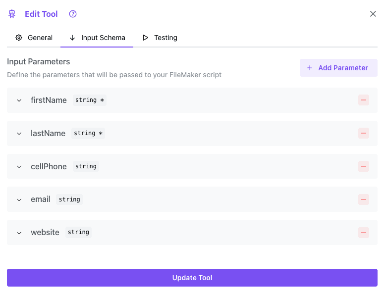 Add Parameters to your Tool