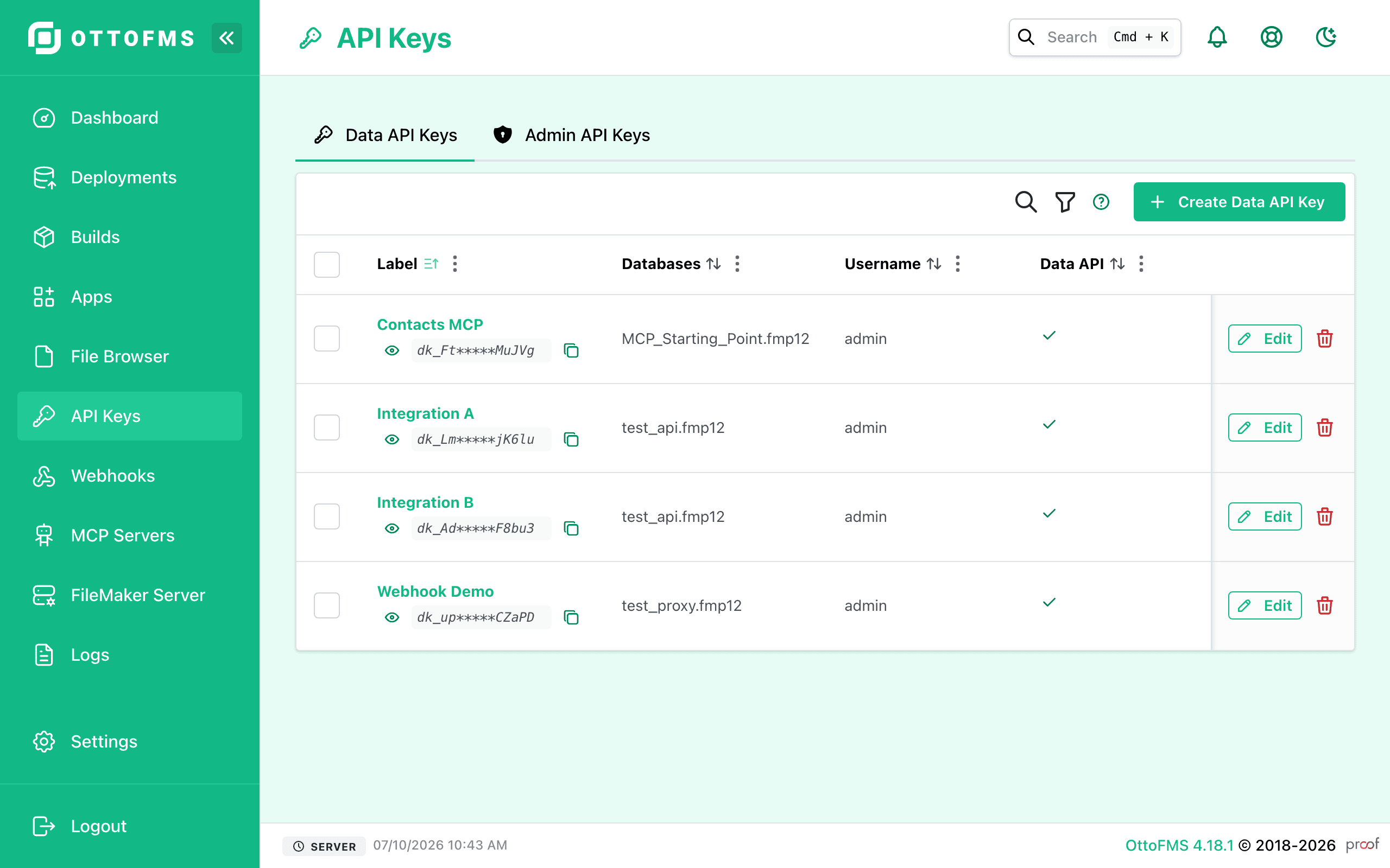 API Keys List