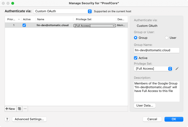 FileMaker Security Setup