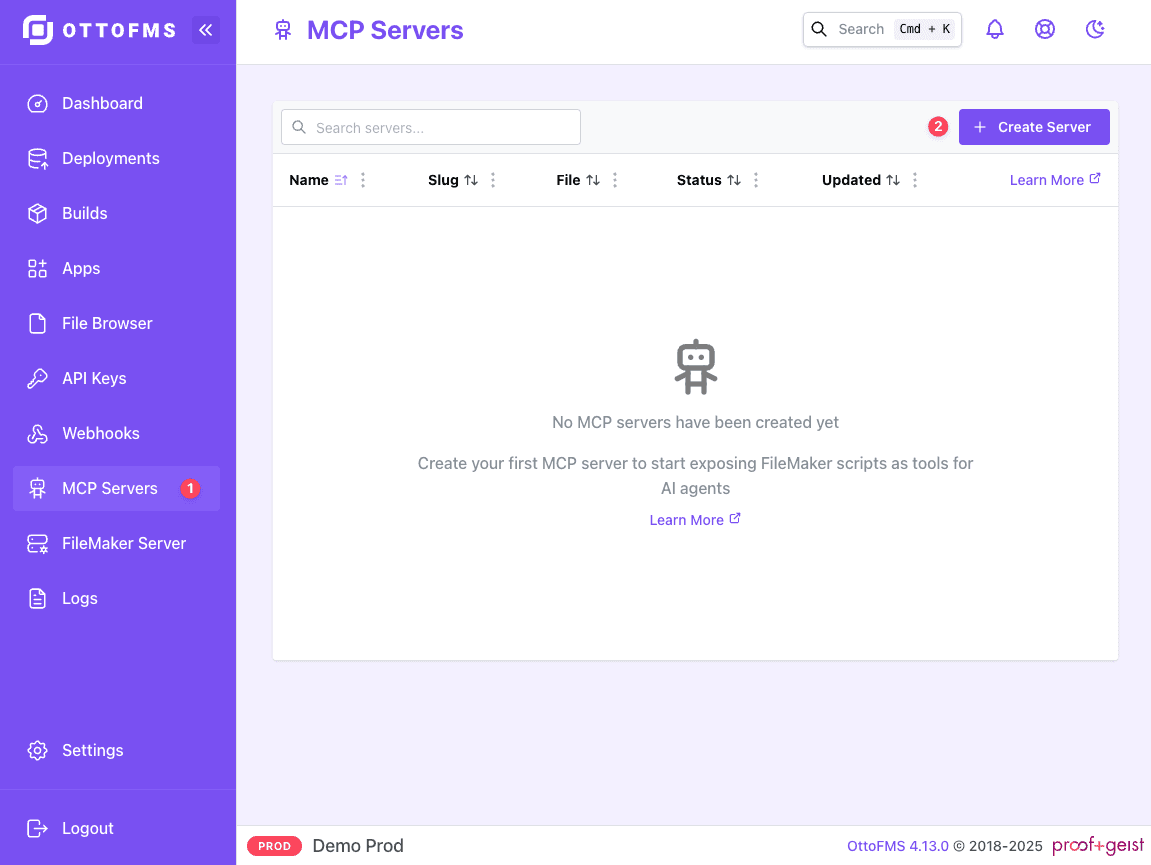 New MCP Server Button