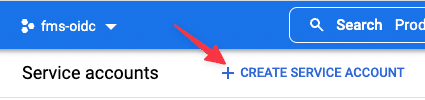 Create Service Account Button in Google Cloud Console