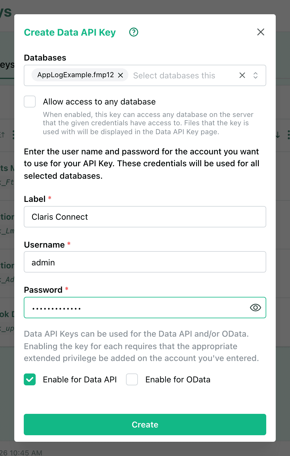 New API Key Form