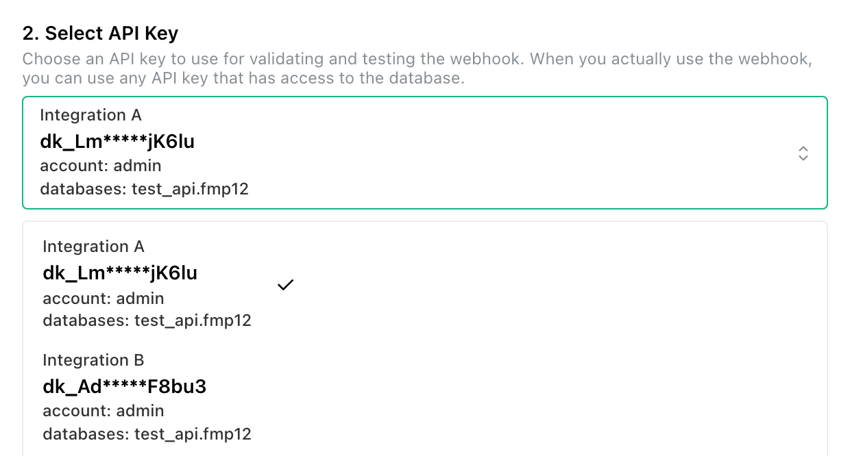 Select API Key