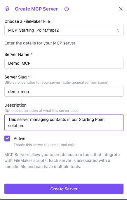 New MCP Server Form