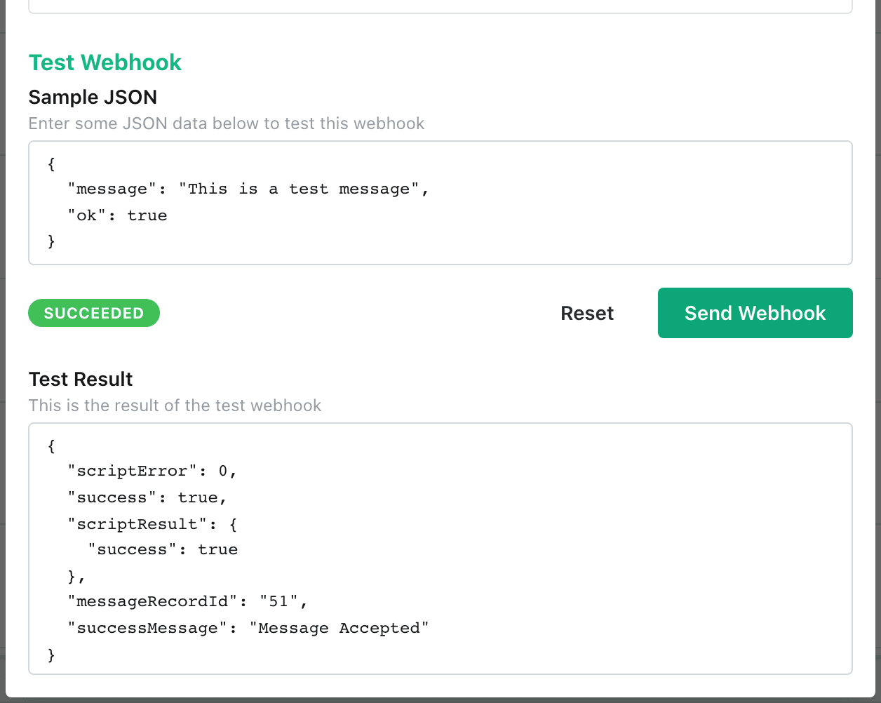Webhook Test Result